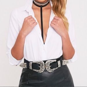 NWT ❤️ Black double buckle belt